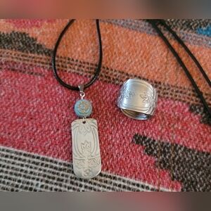 Spoon Ring and Necklace Pendant Set Hand-Crafted Stainless Steel Flatware Silver